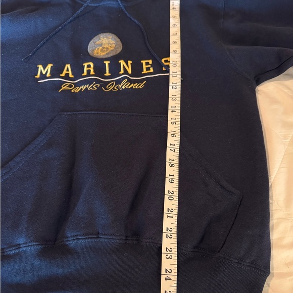 NWT Navy and Gold / Yellow USMC Marines Parris Island Hoodie - Small - Picture 6 of 9